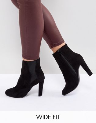 River Island Wide Fit Side Zip Heeled Ankle Boots