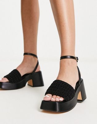 Exclusive Molly woven platform sandals in black