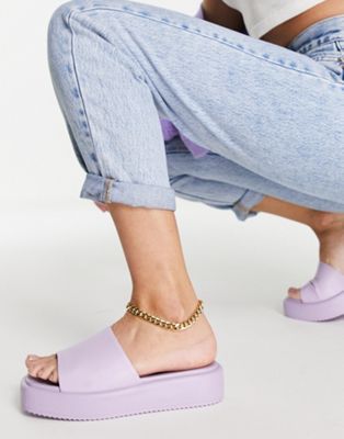 Suki pu blend slide sandals in lilac - LILAC