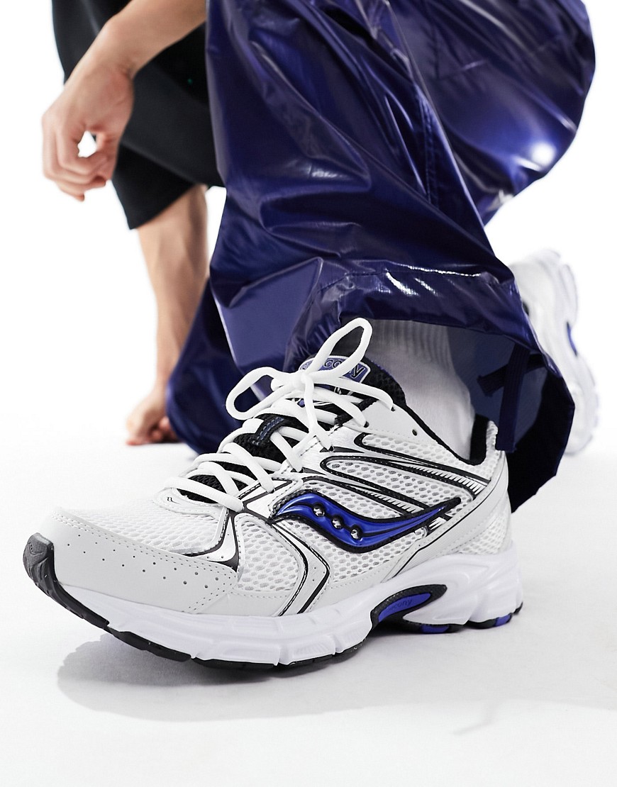 Saucony Ride Millennium trainers in white and royal
