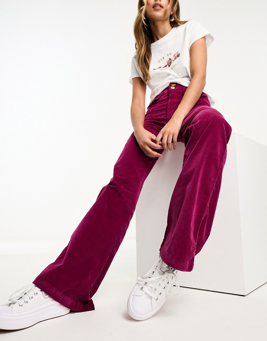 Scalpers corduroy bootcut trousers in pink