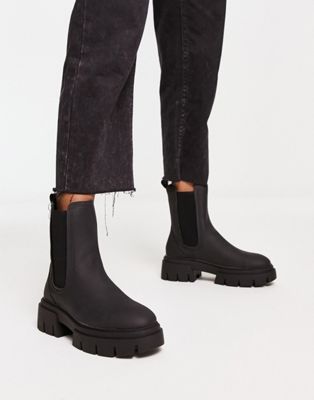 Amaya split sole chunky calf boots in black