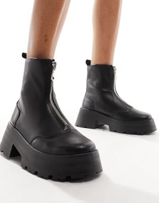 Arnold zip front chunky chelsea boots in black