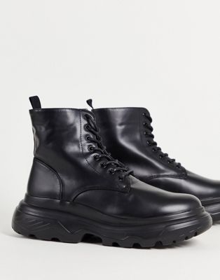 carson chunky lace up boots in black