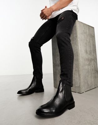 dante smart chelsea boots in black leather