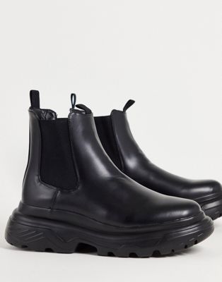darnel chunky high chelsea boots in black
