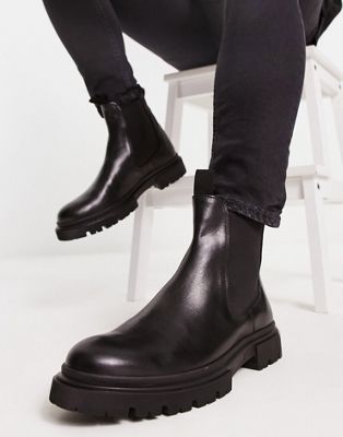duke chunky chelsea boots in black leather