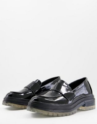 Lotus chunky loafers with clear soles in black