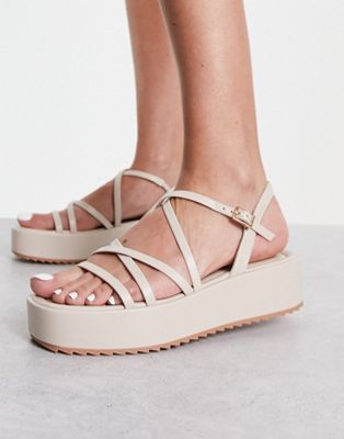 Taya strappy flatform sandals in off white