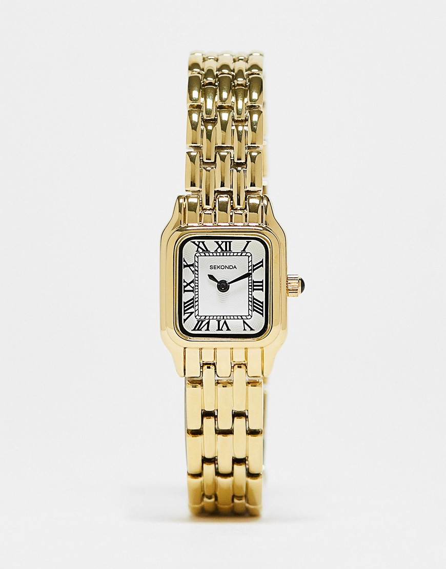 Sekonda womens bracelet watch with square white dial in gold