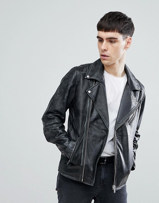 Káº¿t quáº£ hÃ¬nh áº£nh cho Selected Homme+ Distressed Leather Biker Jacket