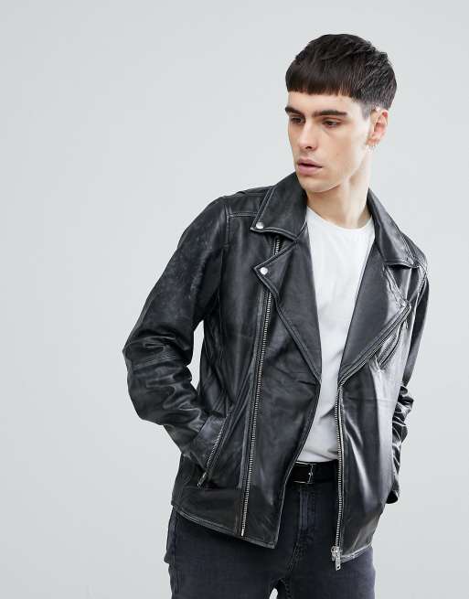 Káº¿t quáº£ hÃ¬nh áº£nh cho Selected Homme+ Distressed Leather Biker Jacket