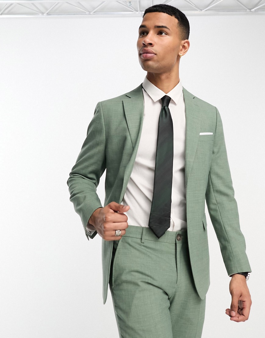 Selected Homme linen mix suit jacket in light green