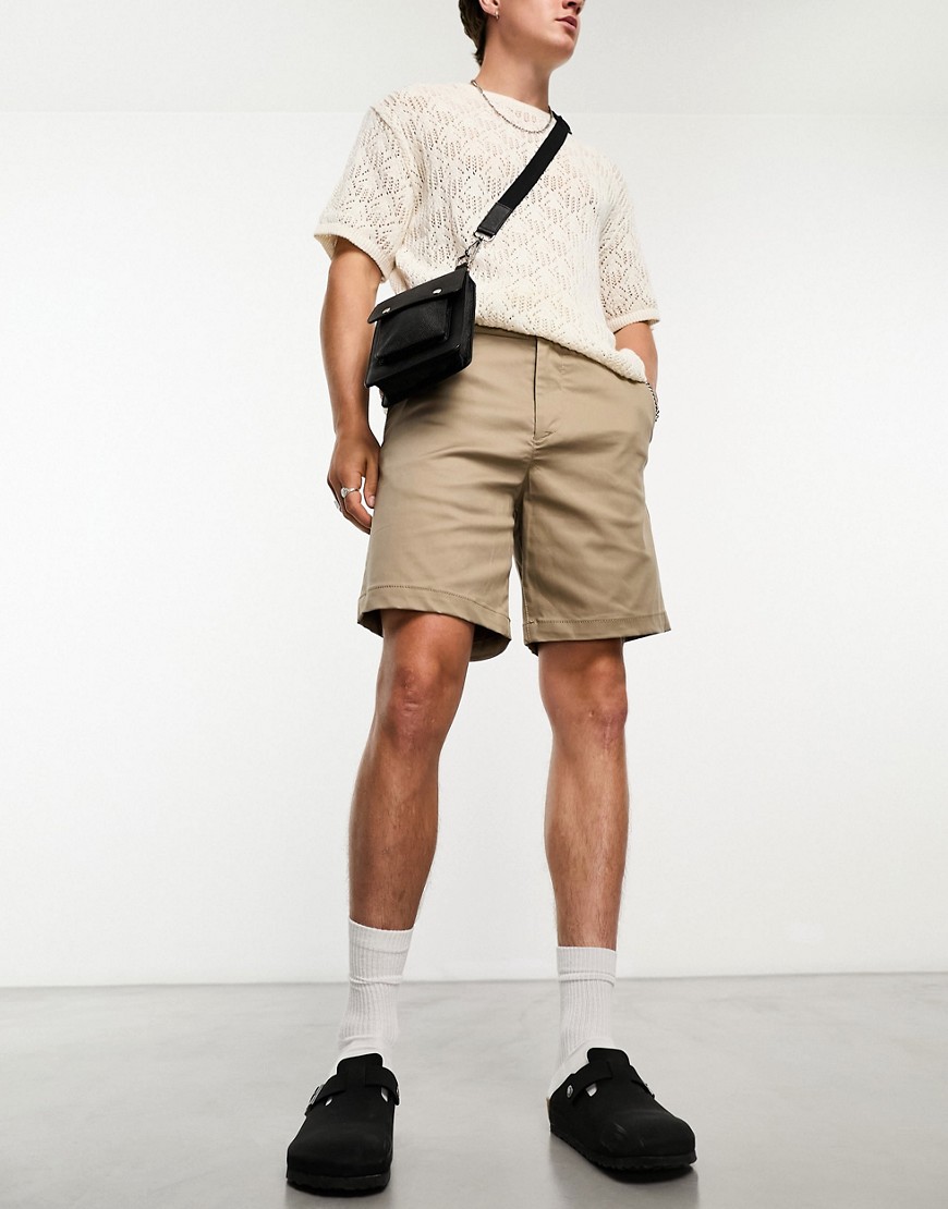 Selected Homme loose fit chino shorts in beige-Neutral