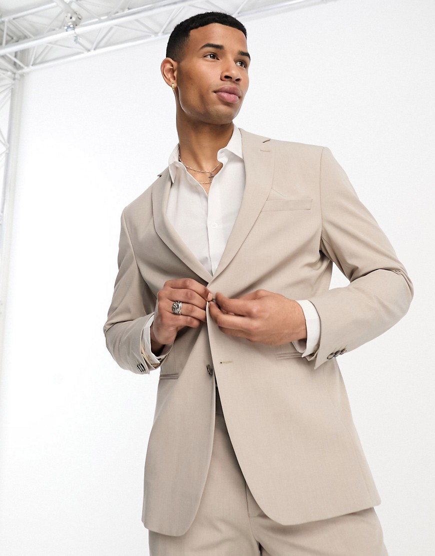 Selected Homme loose fit suit jacket in sand-Neutral