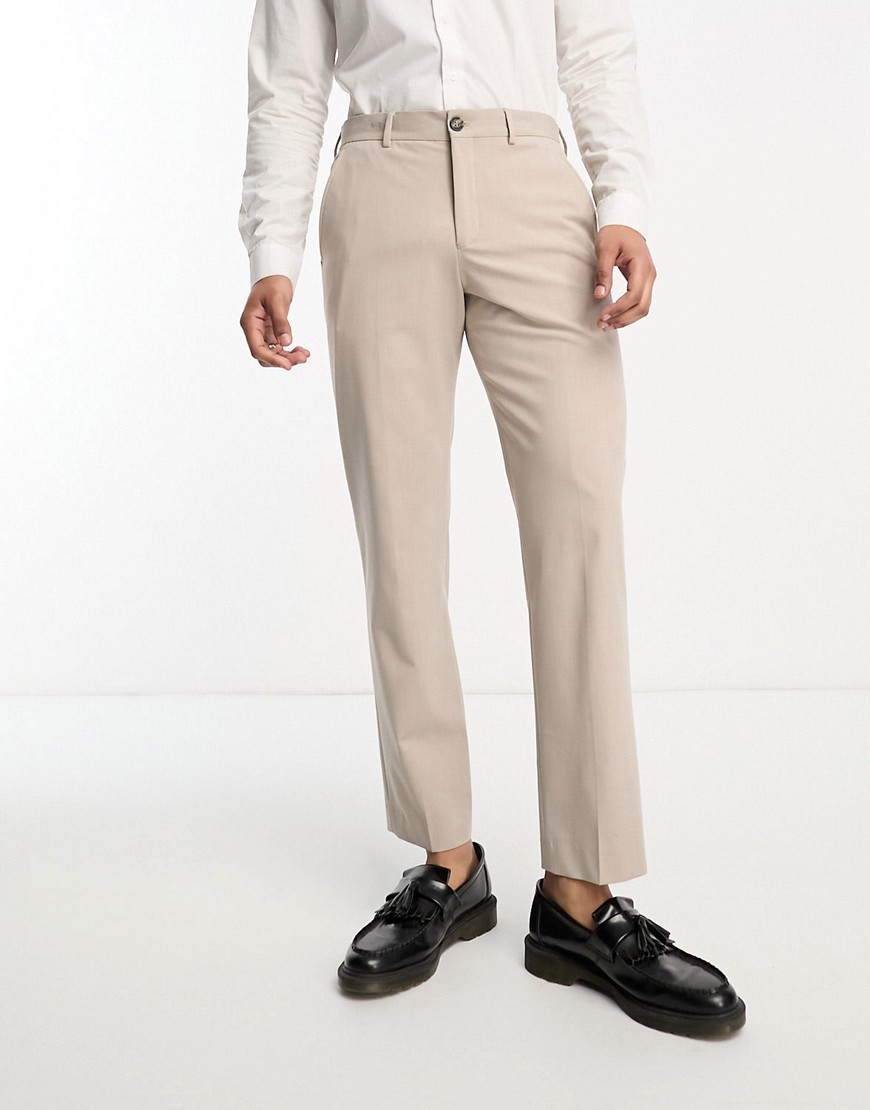 Selected Homme loose fit suit trouser in sand-Neutral