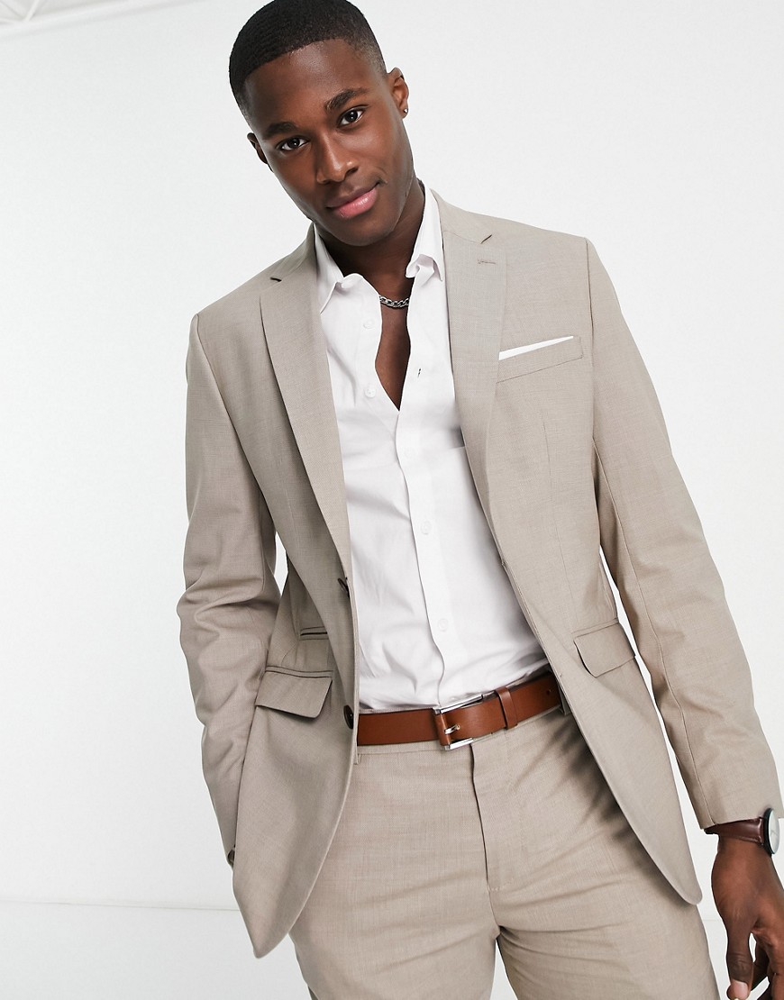 Selected Homme slim fit suit jacket in sand-Neutral