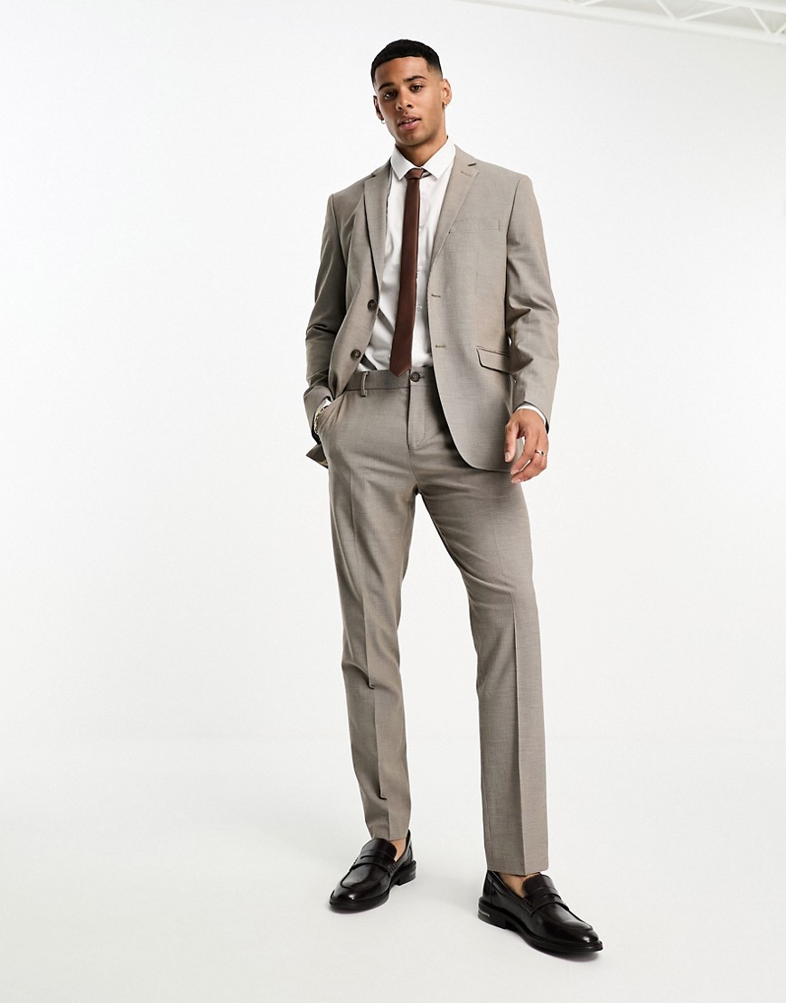 Selected Homme slim fit suit trousers in brown houndstooth