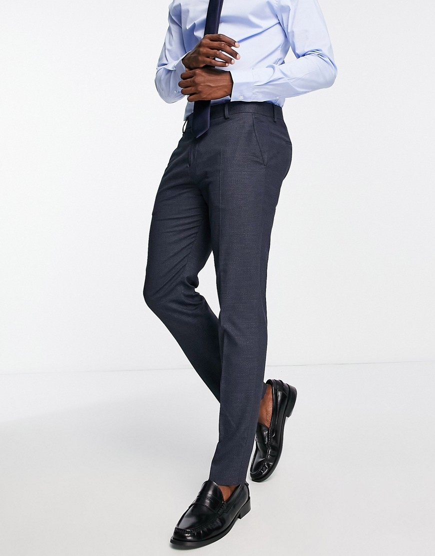 Selected Homme slim fit suit trousers in navy mini stripe