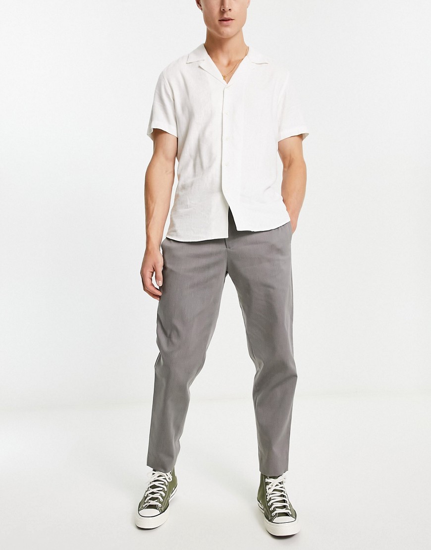 Selected Homme slim fit tapered smart trousers in grey melange