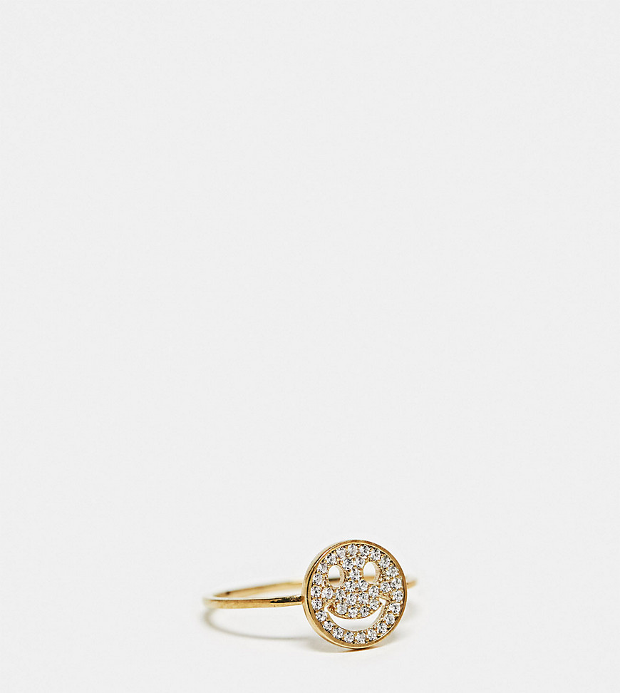 Seol + Gold 18ct gold vermeil smile cubic zirconia ring