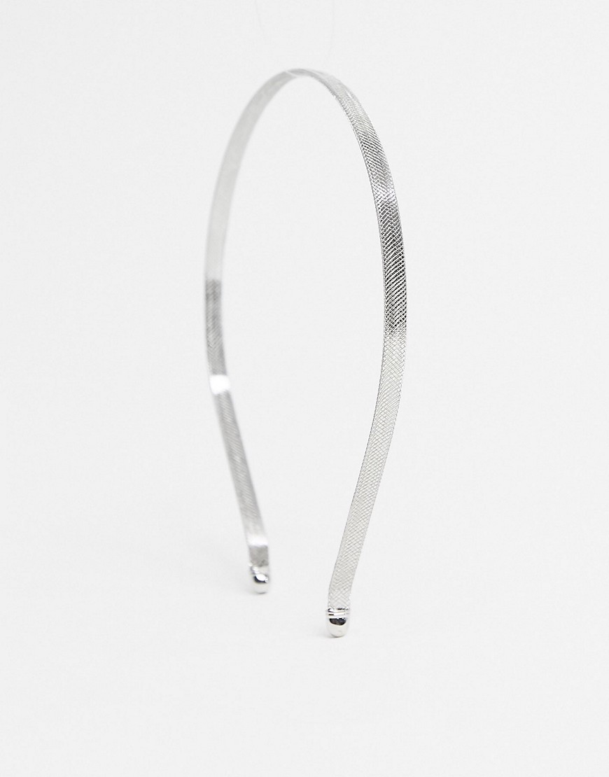 фото Серебристый фактурный ободок на голову asos design-серебряный