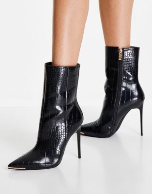 Simmi London heeled boots in black croc