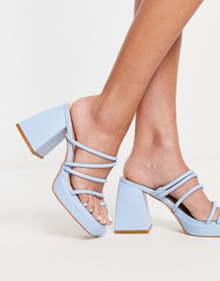 Simmi London Omara strappy toe loop platform heels in blue