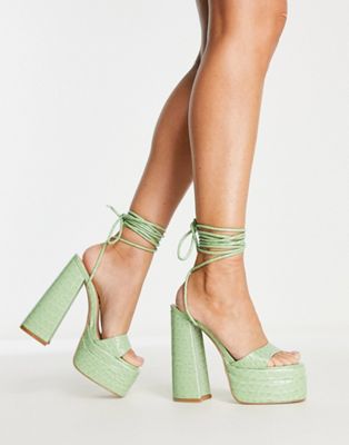 Simmi London platform heeled sandals in sage green