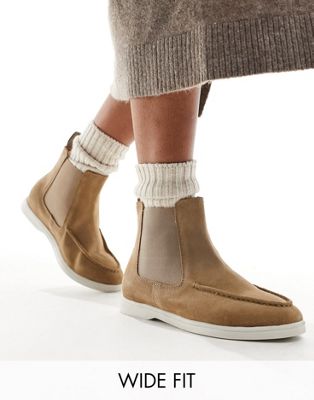 Simply Be Extra Wide Fit chelsea boots in taupe