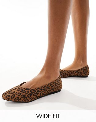 Simply Be Extra Wide Fit printed flats in leopard