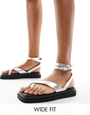 Simply Be Extra Wide Fit sandals in silver