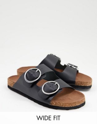 flat sandal with buckle detail in black