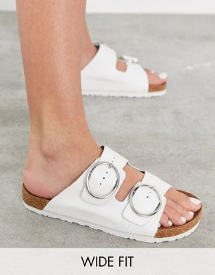 flat sandal with buckle detail in white