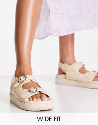 quilted chunky sandal in stone