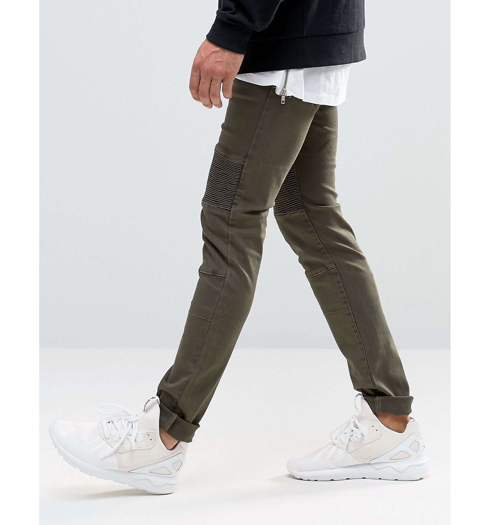 Sixth June Skinny Biker Jeans With Ripped Knees
