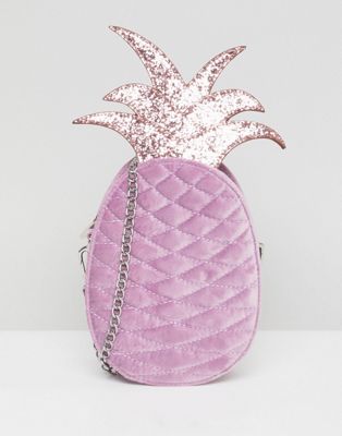 Skinnydip Lilac Velvet Pineapple Cross Body Bag