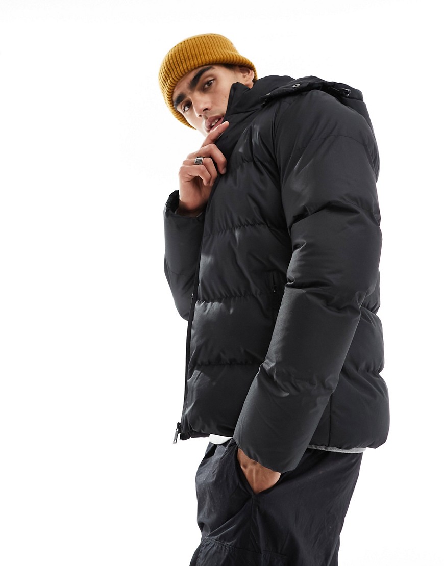 Soulstar puffer jacket with hood in black