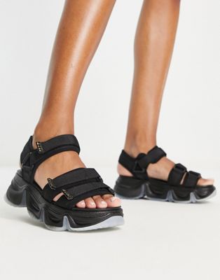 chunky sporty sandals in black