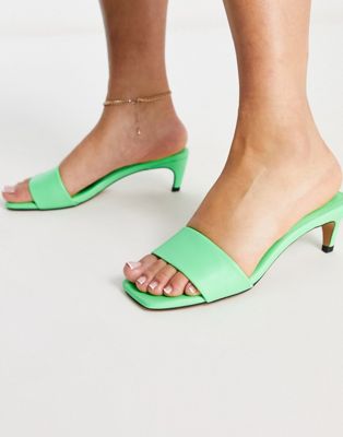 heeled mule sandals in green