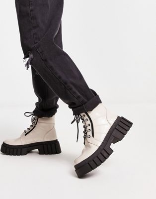 incredible chunky lace up boot in bone
