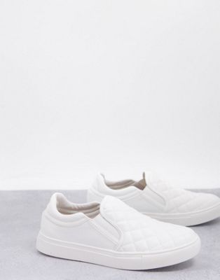 slip on quilted trainers in white