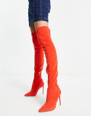 Vava over the knee heeled boots in orange