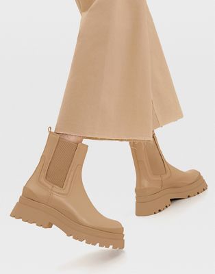 chunky sole chelsea boots in caramel