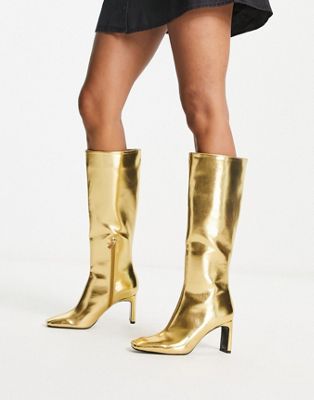 knee high boot in gold