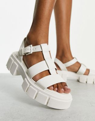 multi strap chunky sandal in white
