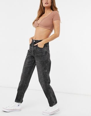 Stradivarius organic cotton mom fit vintage jean in gray wash - Click1Get2 Cyber Monday