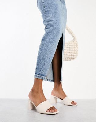 square toe chunky heeled sandal in ecru