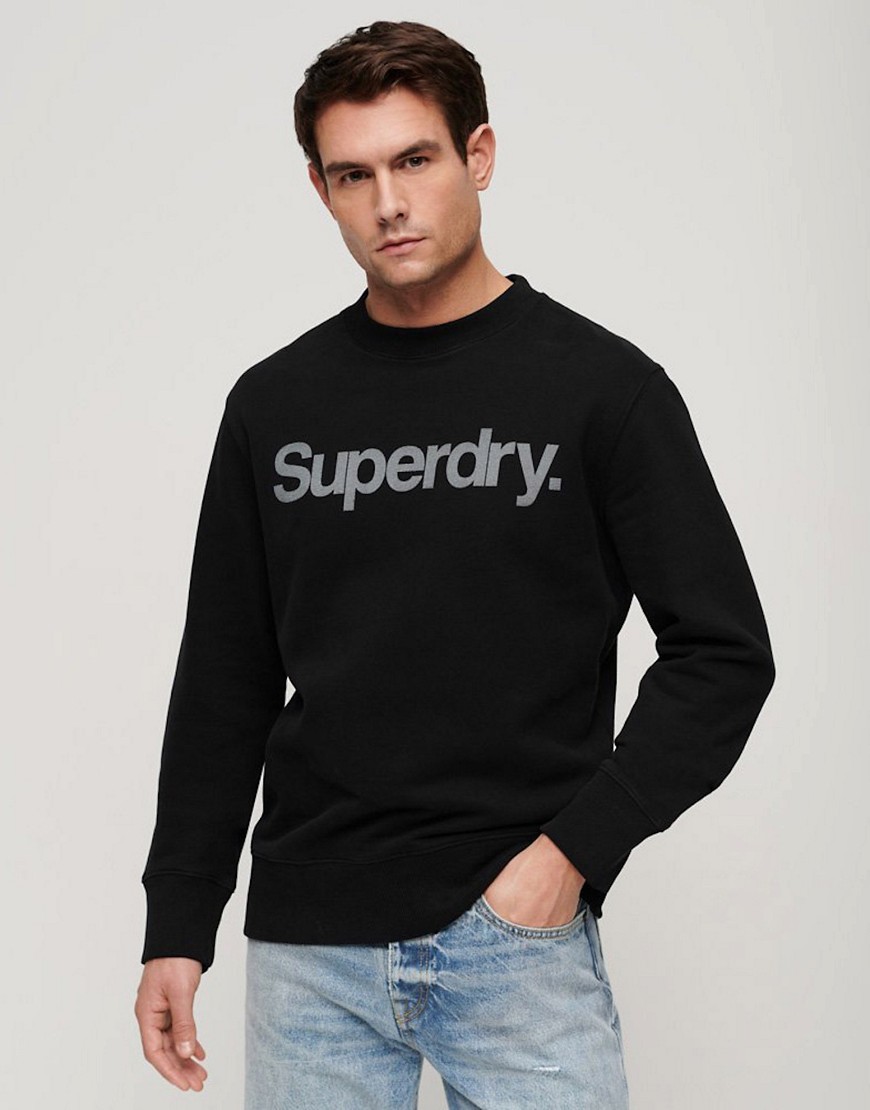 Superdry City loose crew sweatshirt in black