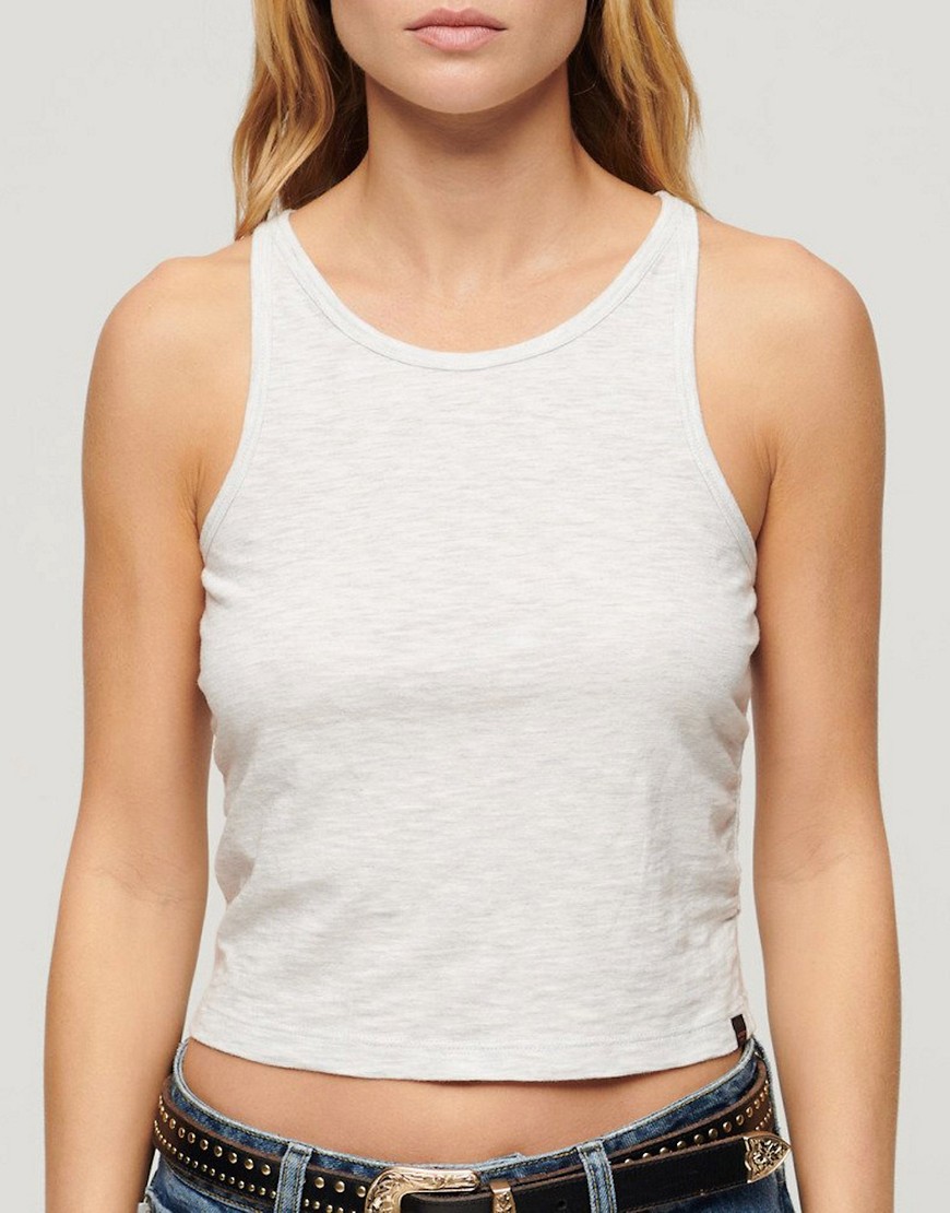 Superdry Ruched tank top in starlight grey marl